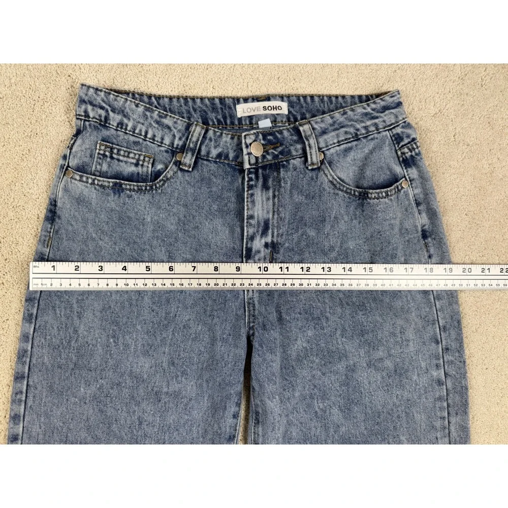 Love Soho High-Waisted Wide Leg Acid Wash Blue Jeans Women's Sz 7 (29x30) #1476